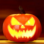 Horror Spacez Halloween Oblong Jack O Lantern Pumpkin, Evil Eye Jack O Lantern LED Light Fanged