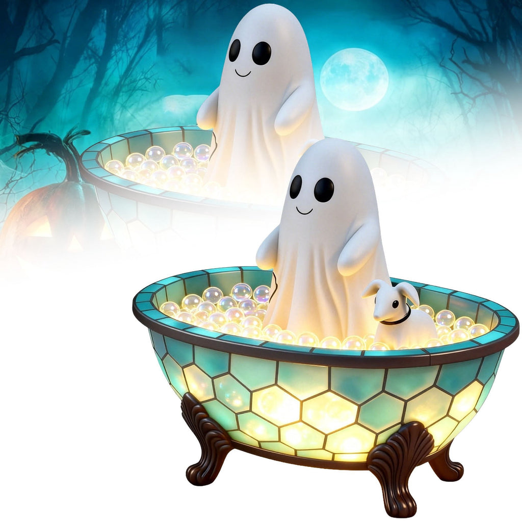 Horror Spacez Vintage Stained Glass Pumpkin Table Lamp, USB Powered Jack O Lantern Night Light