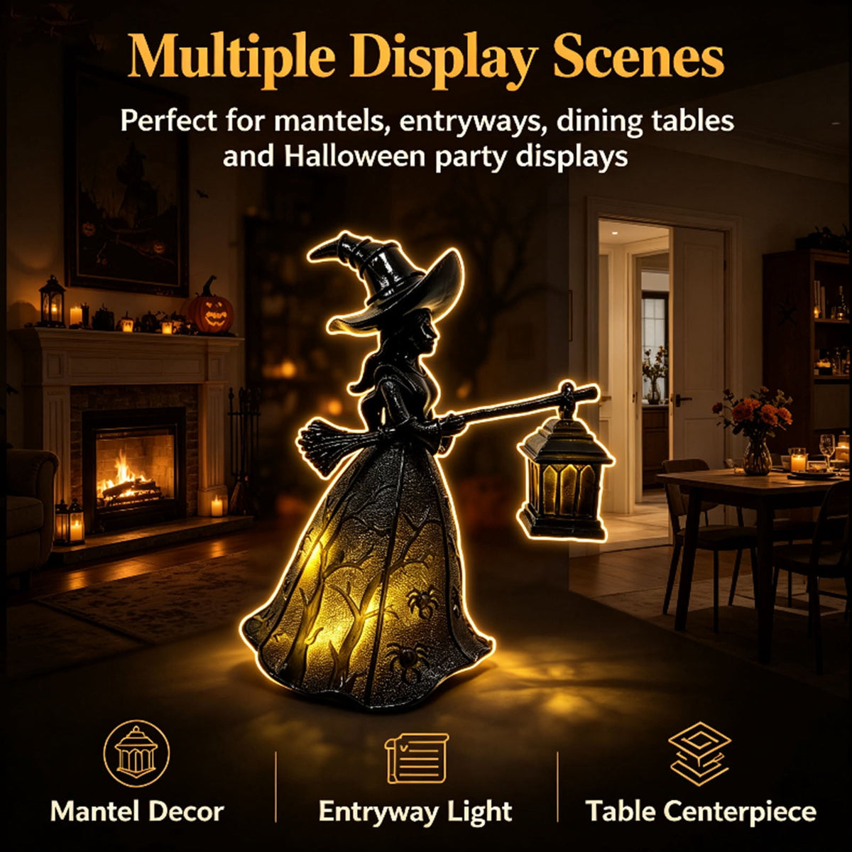 Horror Spacez Vintage Stained Glass Pumpkin Table Lamp, USB Powered Jack O Lantern Night Light
