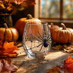 Horror Spacez Vintage Stained Glass Pumpkin Table Lamp, USB Powered Jack O Lantern Night Light