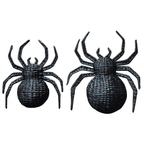 Set of 2 Handwoven Black Rattan Spider Wall Decor – Halloween or Gothic Accent