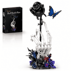 Skeleton Hand with Black Rose Building Set, 2-in-1 Movable Gothic Skull Flower Building Kit, 453Pcs Dark Tabletop Decor, Halloween Gift for Adults
