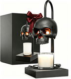 Skull Candle Warmer Lamp with Timer and Dimmer *Candles NOT Included – Black Gothic Candle Lamp Warmer w/Adjustable Height, 2 Light Bulbs – Skull Decor, Goth Gothic Decor Spooky Home & Witchy Gifts