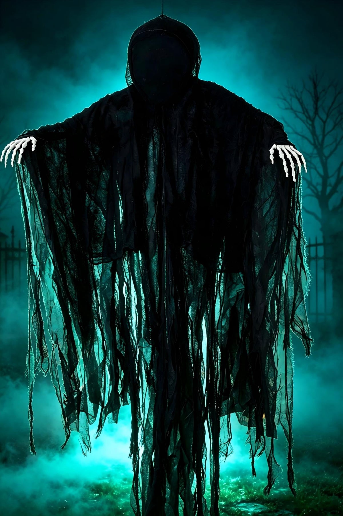 Joyfy 5ft Hanging Ghost Halloween Decorations,Scary Grim Reaper with Adjustable Arms for Indoor Outdoor Yard Home Deco