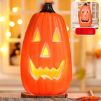 Horror Spacez Halloween Oblong Jack O Lantern Pumpkin, Evil Eye Jack O Lantern LED Light Fanged