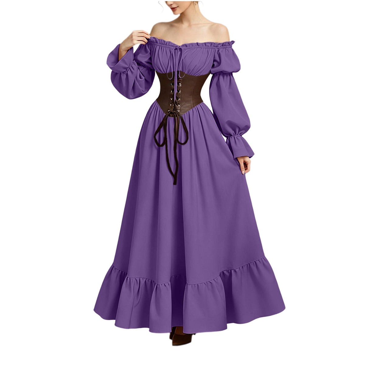 Horror Spacez Victorian Dresses for Women Vintage Elegant Medieval Dress Plus Size off Shoulder