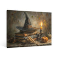 Vintage Halloween witch hat Canvas Wall Art Painting, Gothic Print Pictures for Home Wall Decor Retro Horror Creepy Dark Posters for Living Room Bedroom Bar Home Halloween Party Decor Framed