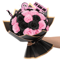 Waipfaru 36pcs Gothic Black Pink Rose Bouquet,DIY Artificial Glitter Flowers Horror Themed Gift for Halloween Anniversary,Goth Gifts for Her Him