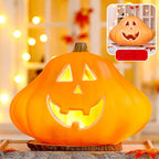 Horror Spacez Halloween Oblong Jack O Lantern Pumpkin, Evil Eye Jack O Lantern LED Light Fanged