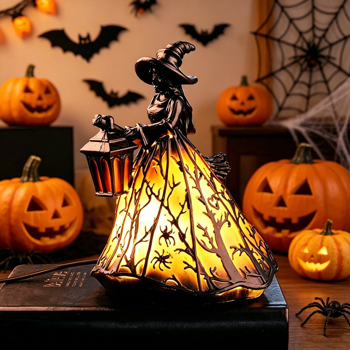 Horror Spacez Halloween Witch Lamp,Stained Gothic Witch Hat Led Lamp for Stained Glass Inspired