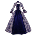 Horror Spacez Womens Victorian Dresses Plus Size Maxi Renaissance Dresses Lace up Flare Sleeve