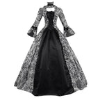 Horror Spacez Womens Victorian Dresses Plus Size Maxi Renaissance Dresses Lace up Flare Sleeve
