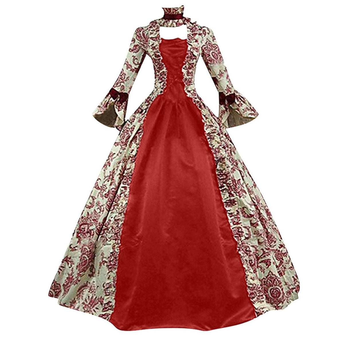 Womens Victorian Dresses Plus Size Maxi Renaissance Dresses Lace up Flare Sleeve Vintage Cocktail Dress Medieval Halloween Costumes Evening Party Gowns