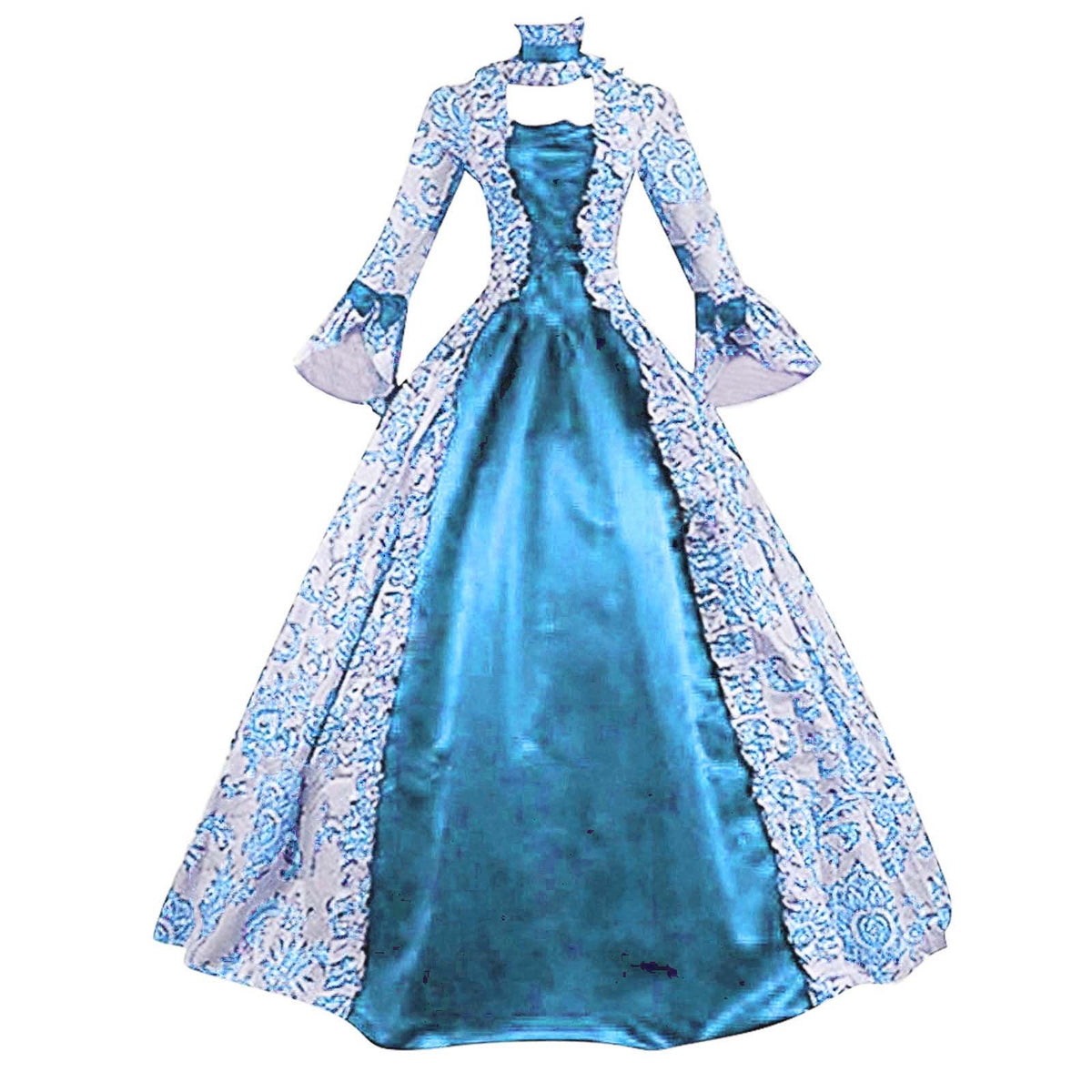 Horror Spacez Womens Victorian Dresses Plus Size Maxi Renaissance Dresses Lace up Flare Sleeve