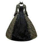 Horror Spacez Womens Victorian Dresses Plus Size Maxi Renaissance Dresses Lace up Flare Sleeve