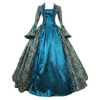 Horror Spacez Womens Victorian Dresses Plus Size Maxi Renaissance Dresses Lace up Flare Sleeve