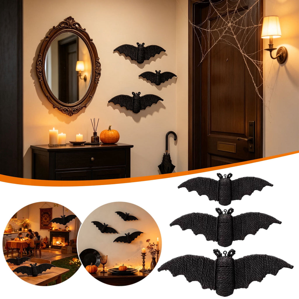 Horror Spacez Wicker Bats, Woven Bat Decor, Halloween Wall Decor Light Up Bat Wall Decoration