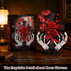 Gothic Cross Roses Building Set, Skeleton Hands with Flowers Botanical Collection Kit for Adults Women, Horror Goth Decor for Home Office, Gift for Her for Birthday/Halloween/Valentines Day/Christmas