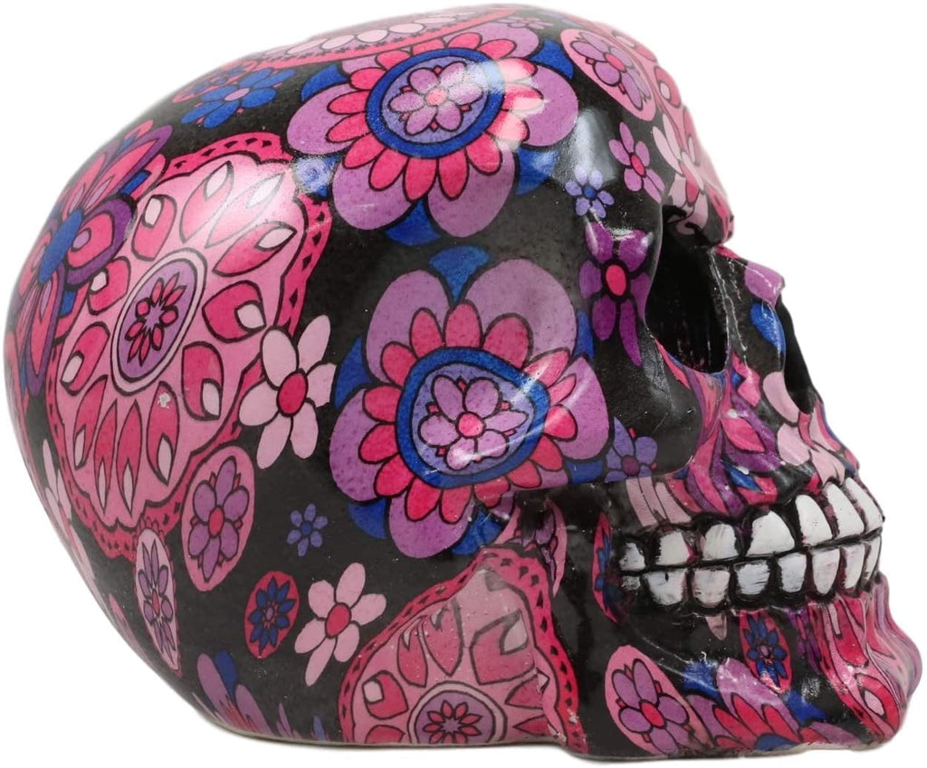 Ebros Day Of The Dead Fuschia Pink Metronome Floral Tattoo Sugar Skull Statue