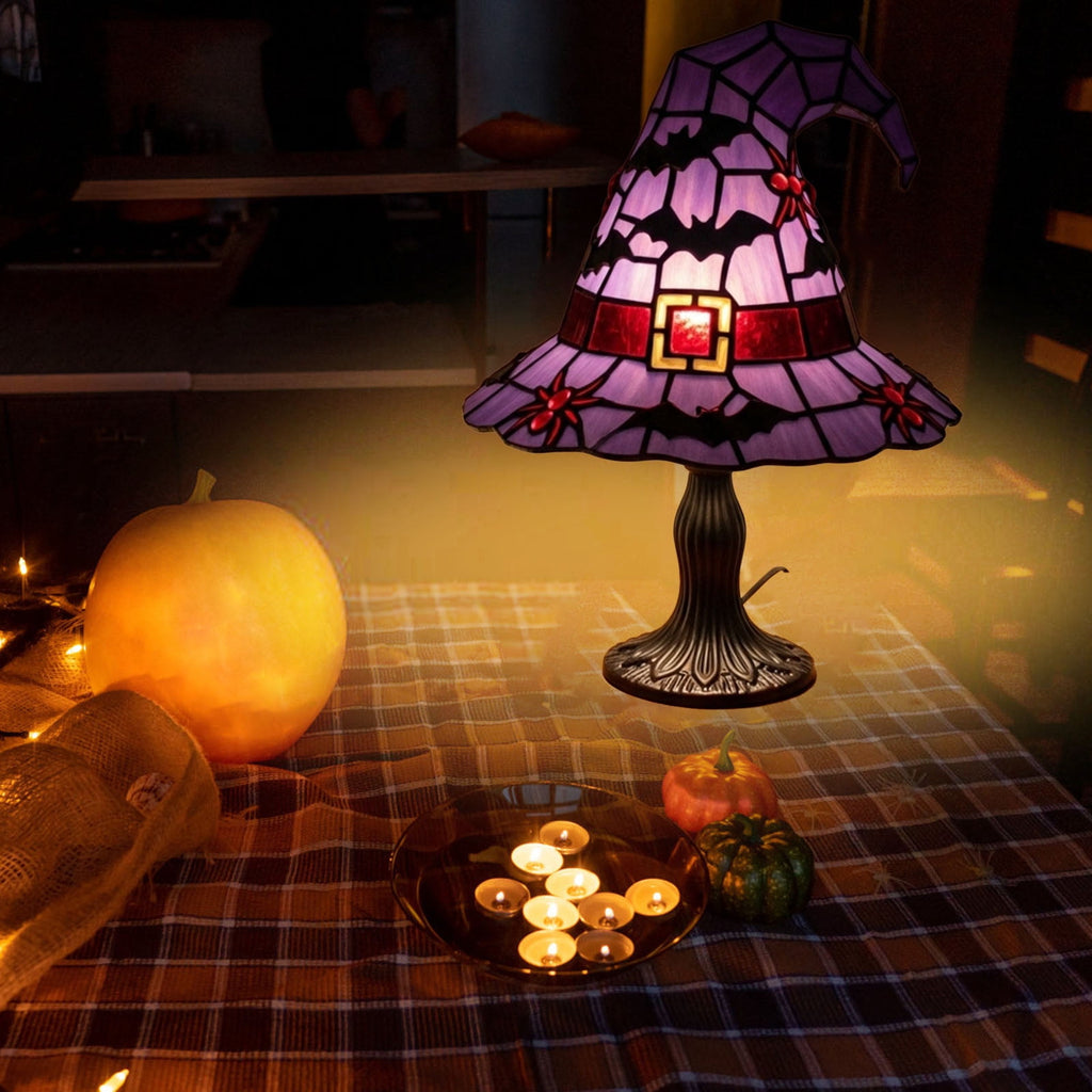 Light Up Halloween Decor Witch Hat Lamp, LED Halloween Night Light, Halloween Decorations Indoor, Witchy Decor for Shelf Mantel Table