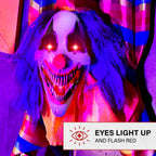 Haunted Hill Farm 47 in Animatronic Hanging Upside Down Clown with Lights and Sound, Halloween Decoration, HHCLOWN-39HLSA