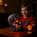 Chanana Skull Flame Table Lamp,Lava Stone Skull Lamp, Spooky LED Desk Light, Halloween & Gothic Decor, Unique Room Accent, Ignite a Mysterious Atmosphere, Halloween Home Decor