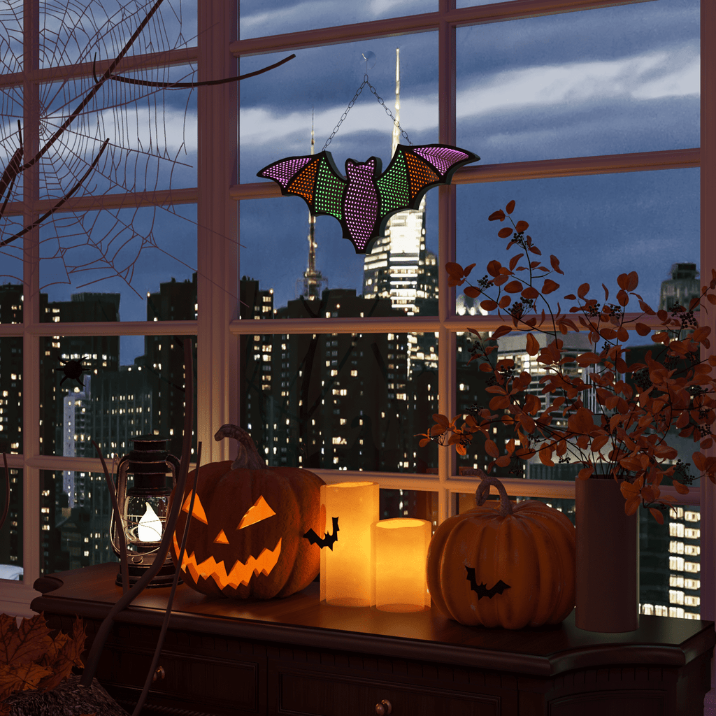 Beatineon Bat Infinity Mirror Light, USB & Battery Powered with 6H Timer, Hanging 2D Halloween Decor for Indoor Gothic Home Decor