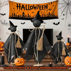Halloween Decorations Indoor, 3 Set Primitive Halloween Ghosts with Hat, Wooden Stand Ghost Decor for Table Centerpieces, Mantels, Shelves, Vintage Spooky & Festive Party Decor