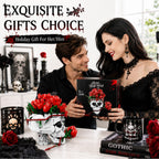 Skull Roses Flower Bouquet Building Set, Horror Skeleton Botanical Brick Kit for Adults, Gothic Decor with Red Roses, Unique Goth Gift for Halloween & Valentine's Day (1065PCS)