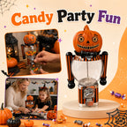 Vintage Striped Pumpkin Candy Dispenser, Jack-o'-Lantern Mini Gumball Machine with Clear Container, Halloween Decorations, Desktop Ornament, Halloween Table Centerpiece & Party Favor Gift