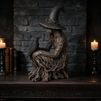Witch Statue, Gothic Witch and Raven Figurine, Mystical Resin Tabletop Decor for Home, Shelf, Mantel, Office & Halloween Decoration