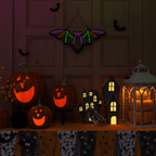 Beatineon Bat Infinity Mirror Light, USB & Battery Powered with 6H Timer, Hanging 2D Halloween Decor for Indoor Gothic Home Decor