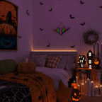 Beatineon Bat Infinity Mirror Light, USB & Battery Powered with 6H Timer, Hanging 2D Halloween Decor for Indoor Gothic Home Decor