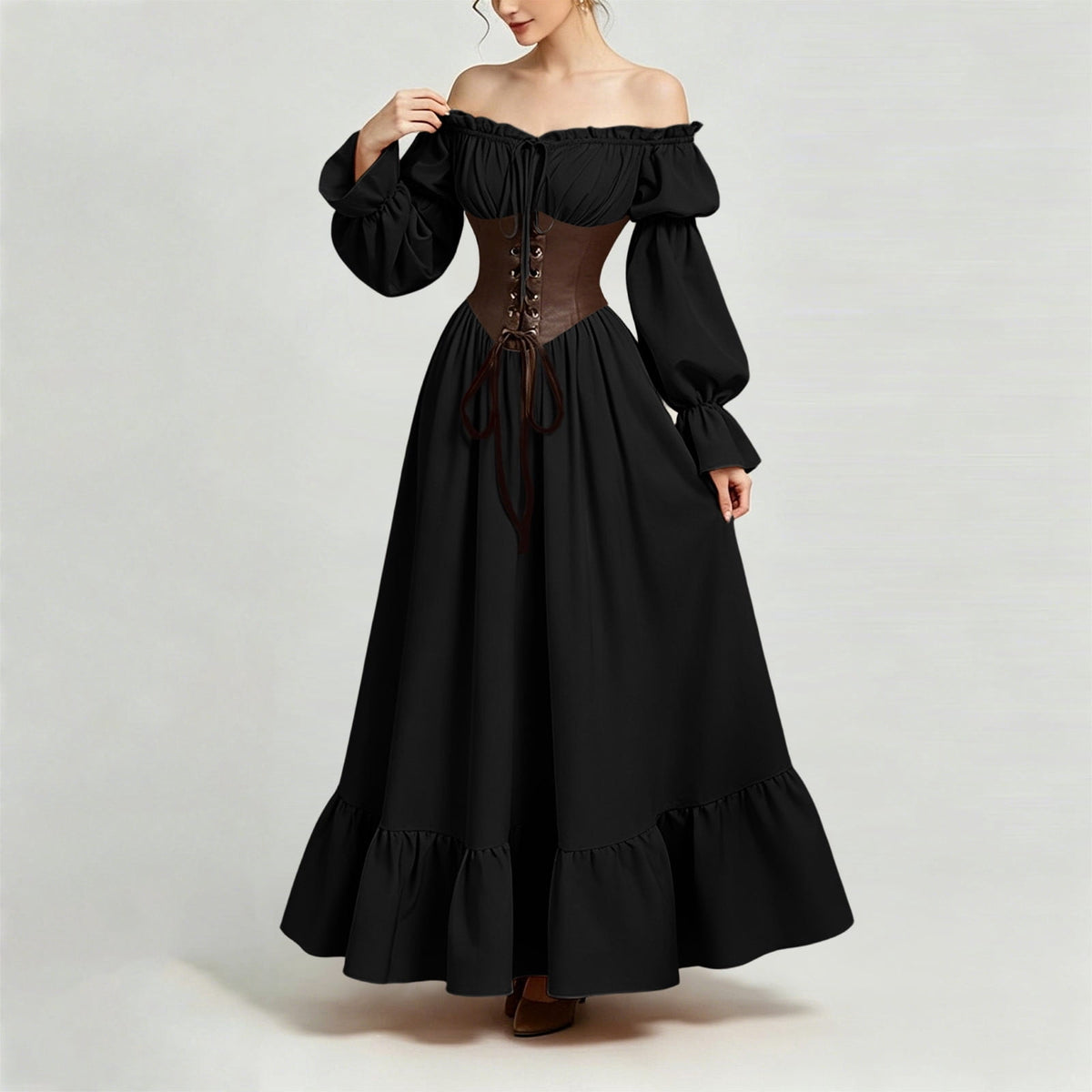 Victorian Dresses for Women Vintage Elegant Medieval Dress Plus Size off Shoulder Corset Dresses Renaissance Halloween Costume