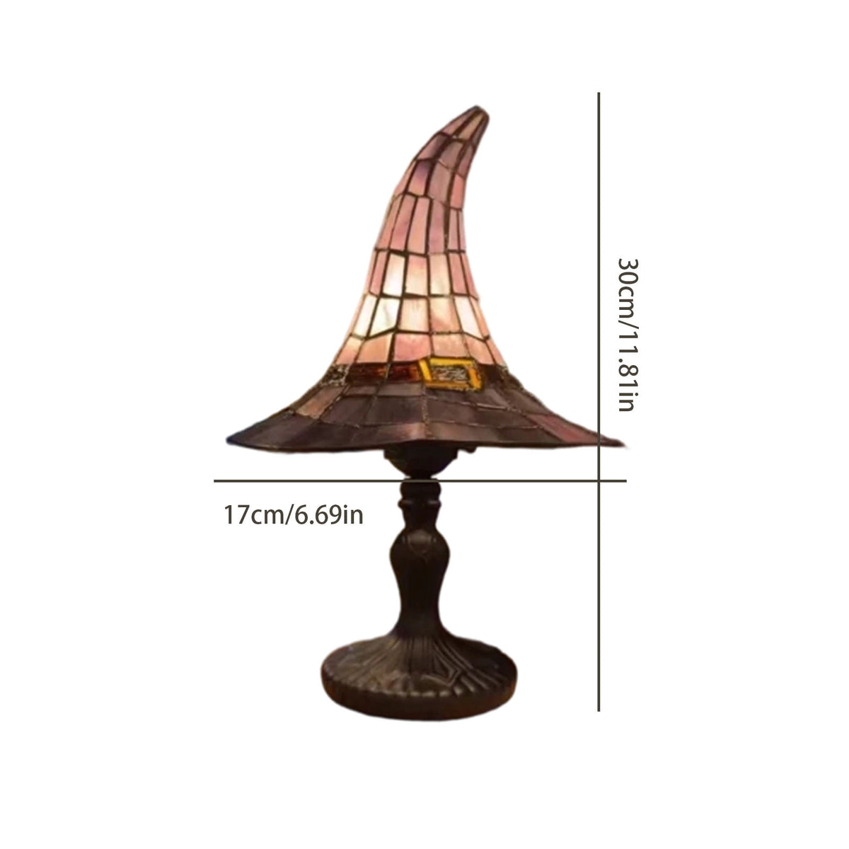 Crackr Stained Glass Witch Hat Lamp, Gothic Halloween Decor, USB Powered Wizard Hat Desk Light, Berrl Birthday or Housewarming Gift Idea