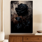 Topbout Art Dark Black Rose Moody Gothic Canvas Wall Art Gallery Wrapped for Bedroom Living Room 30x20 inch