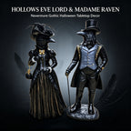 Gothic Raven Figurine Set, Victorian Raven Couple Statue, Elegant Gentleman and Lady Resin Decor, Dark Academia Tabletop Ornament for Halloween Mantel Shelf Vintage Home Display