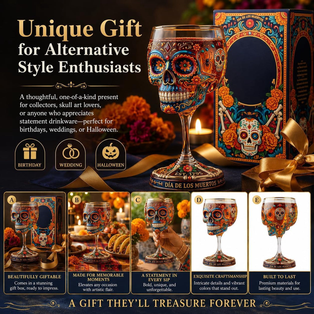 Rongyun Day of the Dead Collector Tequila Gothic Decor, Relief Sugar Skull Pattern, For Home Bar And Halloween Altar Display, Unique Gift For Enthusiasts (2 PCS)
