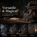Witch Statue, Gothic Witch and Raven Figurine, Mystical Resin Tabletop Decor for Home, Shelf, Mantel, Office & Halloween Decoration