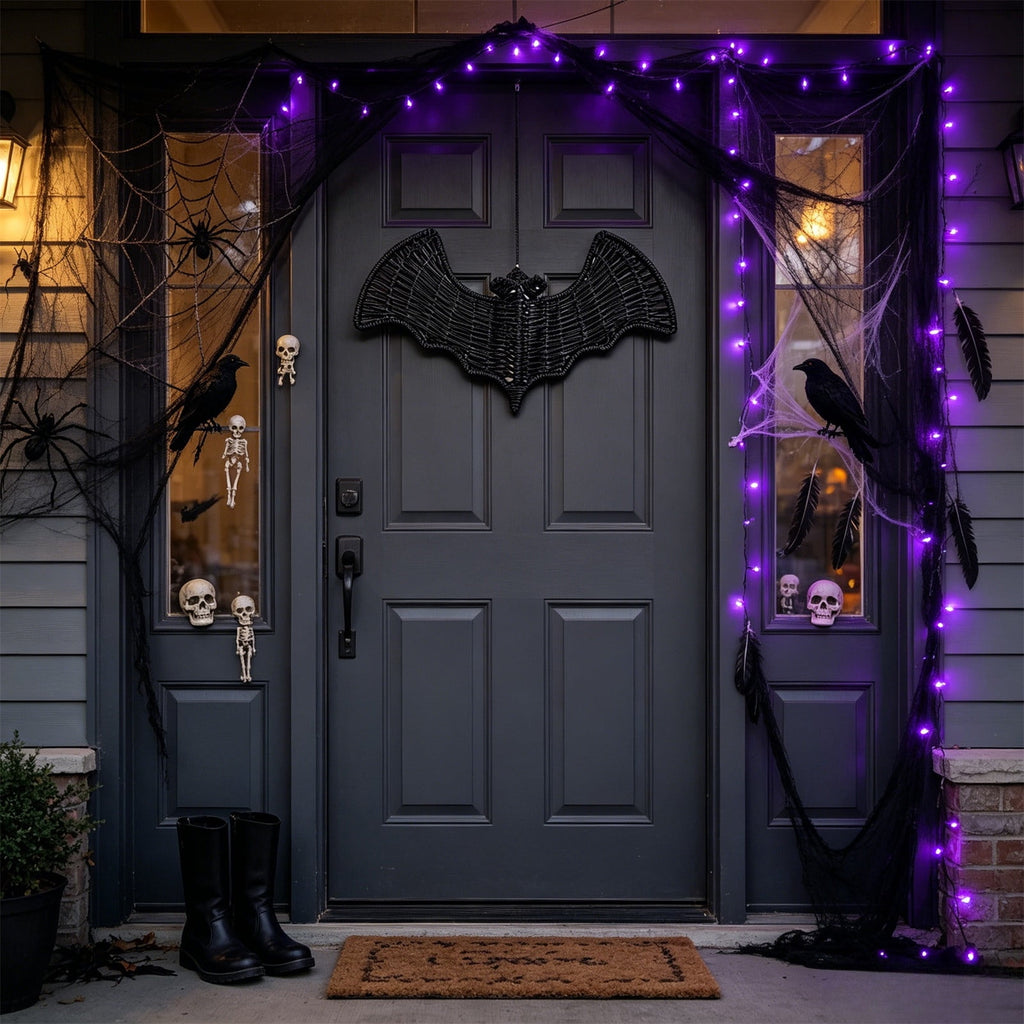 Clearance Halloween Hanging Bats Decoration Handcrafted Woven Rattan Black Bat Wall Hanging, Gothic Farmhouse Wall Art Decor for Door Mantel & Party -3 Pcs