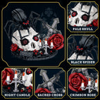 Gothic Skull Black Spider Building Block Sets with Rose, 858Pcs Dark Horror Art Decor Collectible, Halloween Gift for Teens Adults 14+