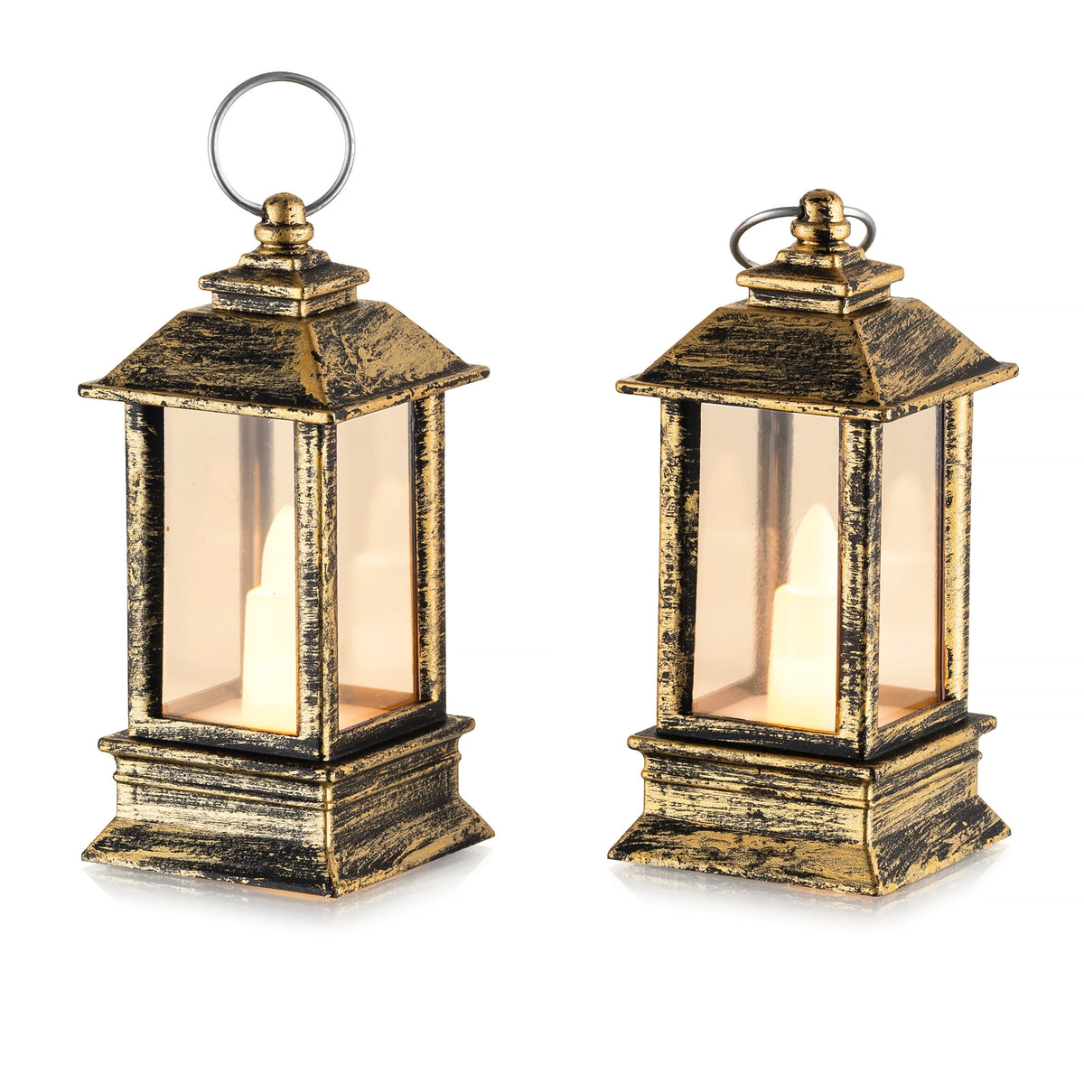 Sziqiqi Bronze Vintage Mini Hanging Lanterns: LED Candles Decorative Set of 24 for Halloween Christmas Wedding Party