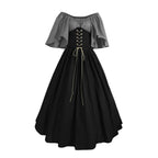yoeyez Women Medieval Dress Plus Size Lace Up Corset Dress Halloween Gothic Elegant Queen Dress