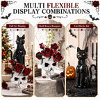 Gothic Cat & Skull Building Set, Dark Aesthetic Black Cat and Rose Display Model, Gothic Art Home Decor, Decorative Building Kit, Halloween Display Piece, 1542 PCS