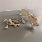Halloween Alligator and Lizard Skeleton,Movable Mouth Joints Gothic Skeleton Animals Bones Sculptures,Halloween Scary Crocodile Skeleton Sculpture Decoration for Haunted Houses Indoor Outdoor