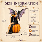 Comfy Hour 5.9 Inch Solid Resin Halloween Fairy Figurine, Orange Pumpkin Gothic Decor
