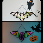 Beatineon Bat Infinity Mirror Light, USB & Battery Powered with 6H Timer, Hanging 2D Halloween Decor for Indoor Gothic Home Decor