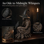 Witch Statue, Gothic Witch and Raven Figurine, Mystical Resin Tabletop Decor for Home, Shelf, Mantel, Office & Halloween Decoration
