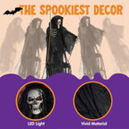 Joyfy 2 Packs Halloween Decorations Outdoor Hanging Swinging Skeleton Ghosts,3 ft Light Up Creepy Grim Reaper Decorations for Halloween Hanging Decorations Indoor Outdoor Yard