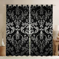 Horror Spacez Vintage Baroque Flower Black Out Curtains,Gothic Damask Curtains Pack of 2